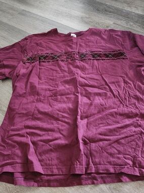 Campus Tshirt Victoria Secret Pink  in Deep Berry with Patterned Chest Large